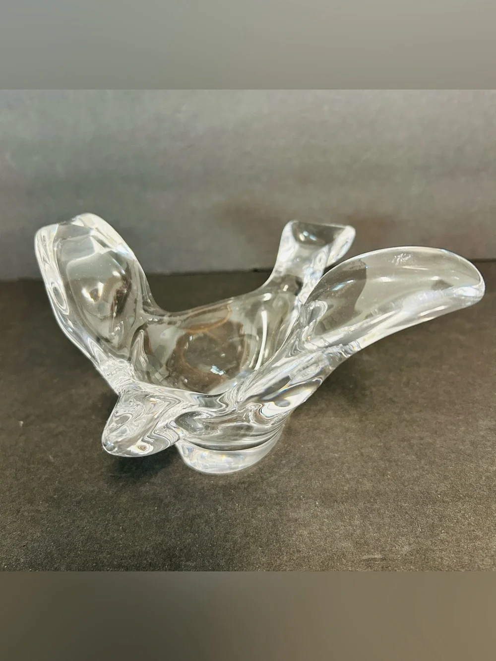 Princess House Vintage MCM Art Glass Clear Lead Crystal Flying Dove Home Decor